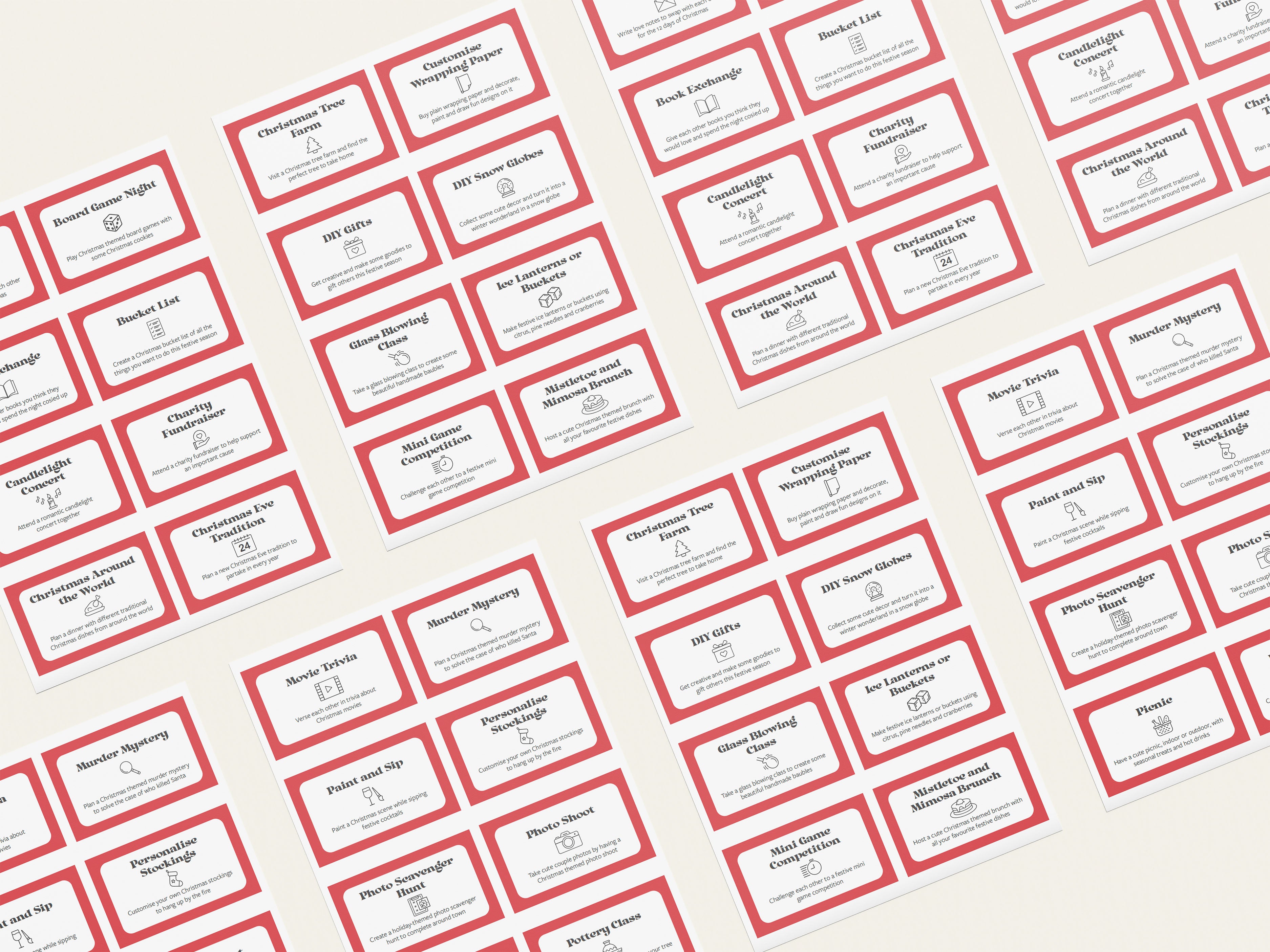 60 Christmas Date Idea Cards Bundle Digital Download