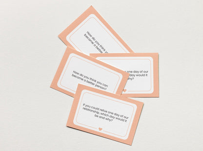 printable conversation cards for couples, digital download connection cards, relationship and dating questions to ask, connect with your partner, love and relationship advice, couples card games, card games to improve couples conversation, the relationship deck, couples question card deck, deep questions to ask your partner, improve date night, connect with your partner and improve communication